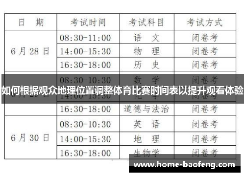 如何根据观众地理位置调整体育比赛时间表以提升观看体验